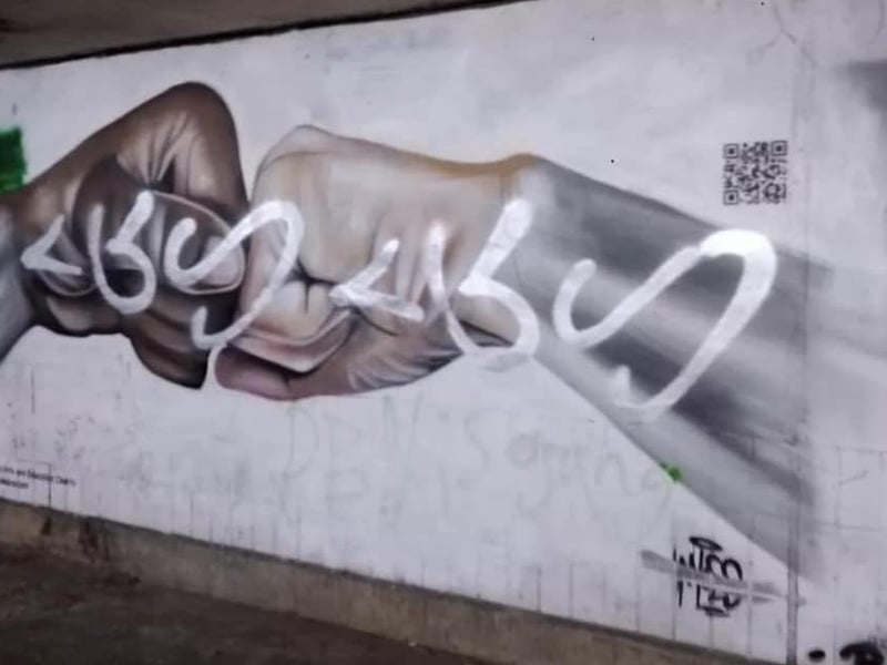 Nathan Murdoch's anti-racism mural at Taverners Road.