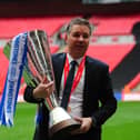 Posh boss Darren Ferguson with the EFL Trophy in 2014. Photo Alan Storer.