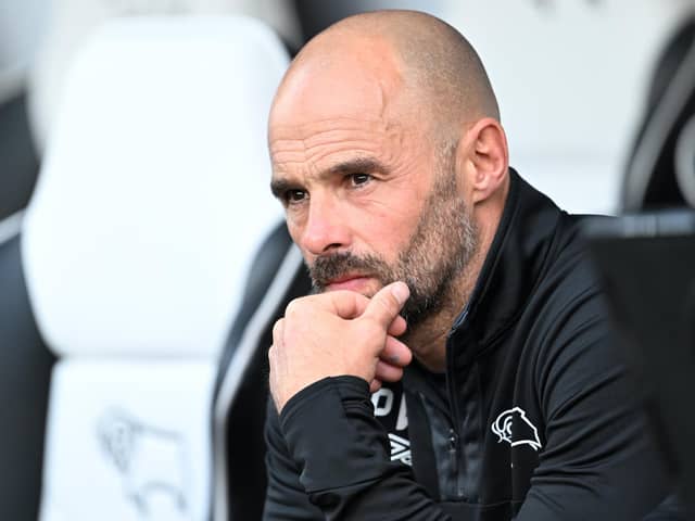 Derby County manager Paul Warne wasn't happy with his team at Reading. Photo by Michael Regan/Getty Images.