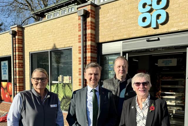 Andrew Pakes and Cllr Alison Jones visit Co-Op on Thorpe Road.