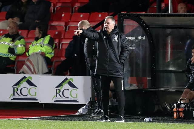 Peterborough United manager Darren Ferguson issues instructions from the touchline. Photo: Joe Dent.