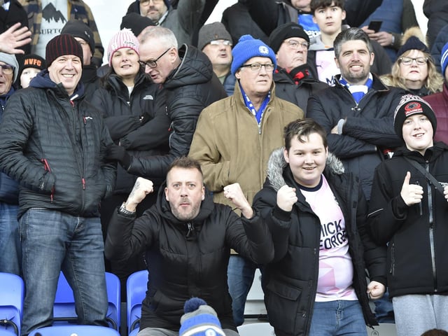 Peterborough United fans enjoy the impressive win over Oxford United.