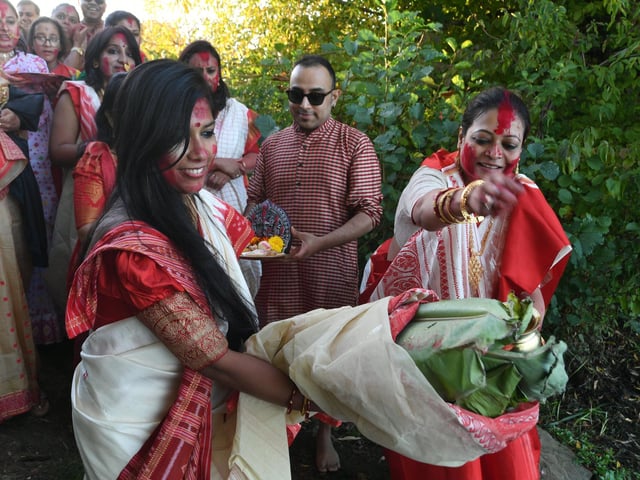 The colourful parade to celebrate Hindu festival of Durga Puja Festival