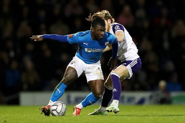 Kabongo Tshimanga in action for Chesterfield. Photo by Lewis Storey/Getty Images.