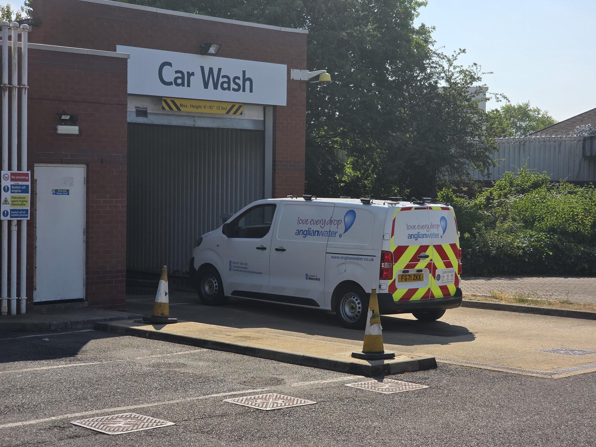 Peterborough Hosepipe Ban: Anglian Water van seen using Tesco car wash on ...