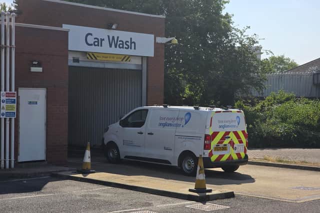 The Anglian Water van uses the car wash in Werrington. Picture: Bob Hillier from https://www.thegrowingvoice.co.uk/