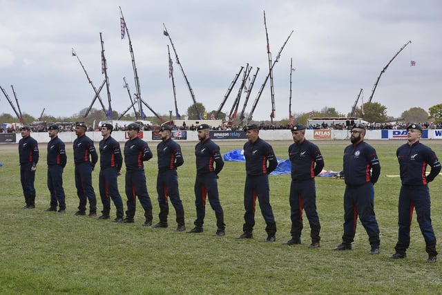 The RAF Falcons parachute display team crew.