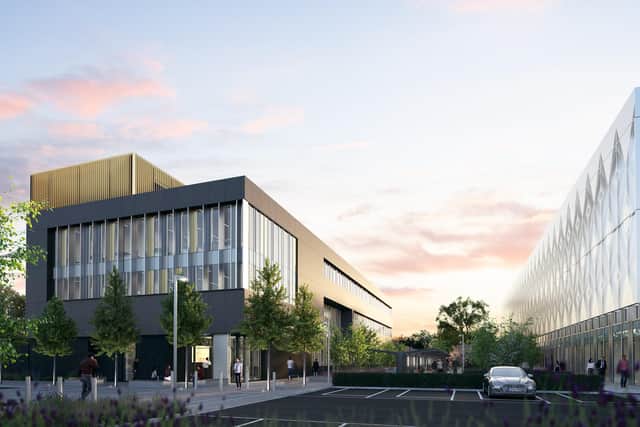 This image shows how the new Research and Development Centre, which stands next to ARU Peterborough, will appear once completed later this year.