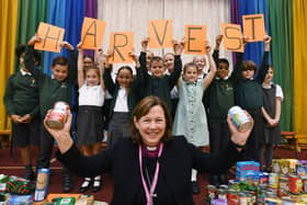  Bishop of Peterborough Rt Revd Debbie Sellin announces her appointment at a harvest festival service at William Law C of E School