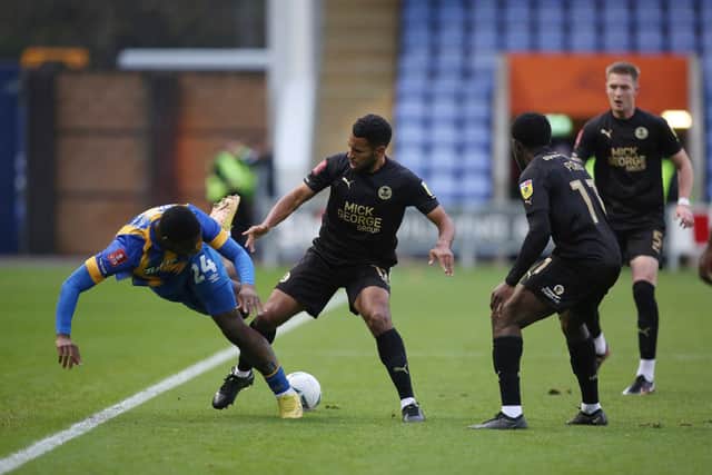 Nathan Thompson of Peterborough United in action against Shrewsbury Town. Photo: Joe Dent/theposh.com.