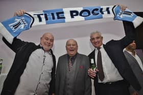 PISA Chairman Adi Mowles (left) with Posh legend Tommy Robson (middle) at a fundraising dinner at the Holiday Inn in 2020.