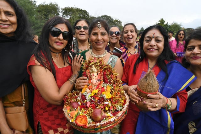 Members of the Bharat Hindu Samaj temple in Peterborough attending the Ganesh celebrations at Ferry Meadows