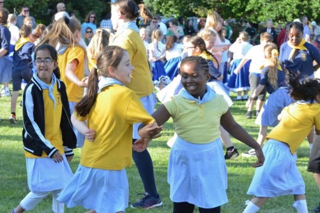 All Saints C of E school taking part the Country Dance Festival at The Peterborough School.