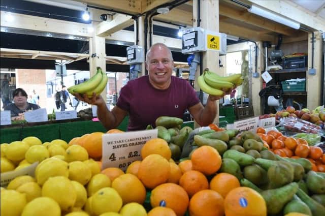 Greengrocer Steve Wetherill opened for business at the new Bridge Street market on Wednesday (August 31)