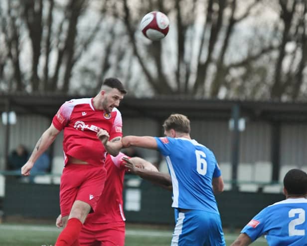 Stamford AFC (red) could clinch the Northern Premier Division title over Easter.