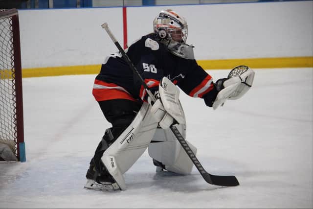 Netminder Katie Plumb in action for Phantoms in Cambridge.