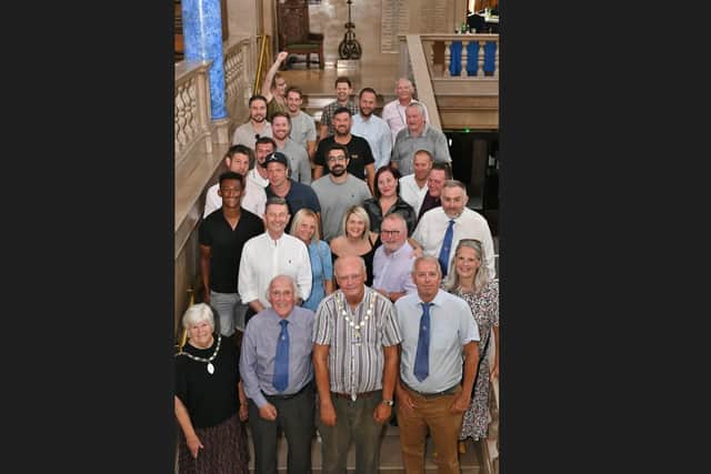 Councillors and staff at Peterborough Sports celebrate d the club's success in a special reception on Monday night (July 18).