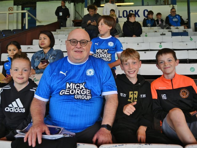 Peterborough United fans at the Carabao Cup game against Swindon Town.
