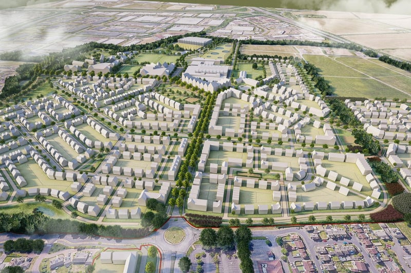 This image shows the layout and scale of some of the planned homes development at the East of England Showground