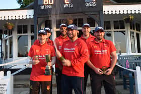 Oundle Town celebrate their success in the Burghley Park sixes. Photo: James Biggs