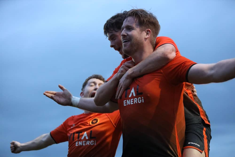 Michael Gash celebrating a goal for Peterborough Sports. Photo Darren Wiles