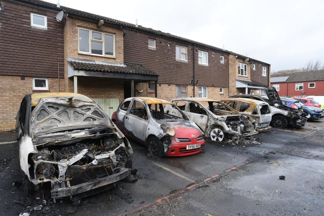 Cars were destroyed at Cheyney Court