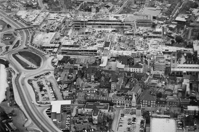1970s.
This striking photo shows the impact the construction of Queensgate had on the city centre during the 1970s.