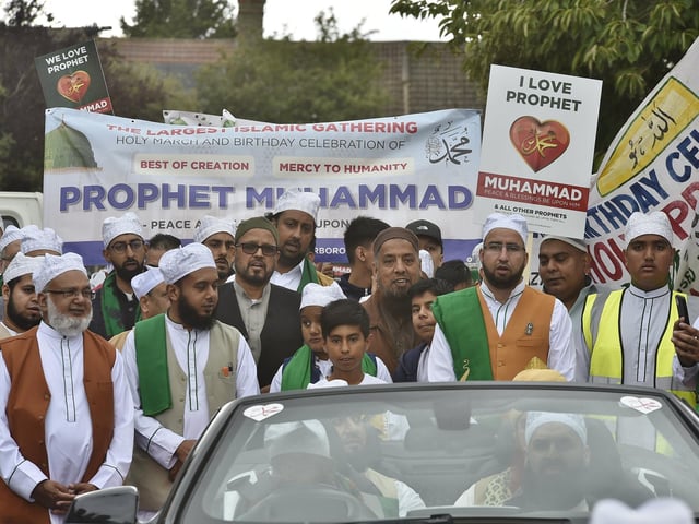 Peterborough Grand Mawlid parade from Alderman's Drive to celebrate the life and legacy of the Prophet Muhammad.