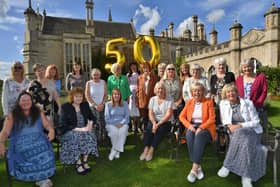 The 'Golden Girls' of John Mansfield School celebrating their 50-year reunion at Burghley House.