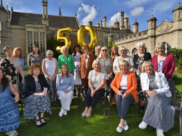 The 'Golden Girls' of John Mansfield School celebrating their 50-year reunion at Burghley House.
