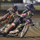 Panthers' star Benajmin Basso out in front in heat eight in the meeting against King's Lynn. Photo: David Lowndes.