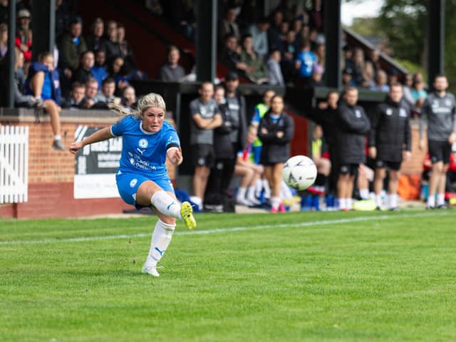 Ellie York in action for Posh Women v Sheffield. Photo: Ruby Red Photography