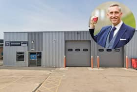 The unit at Coningsby Business Park in Stirling Way, Bretton with Olympian Steve Parry MBE inset.