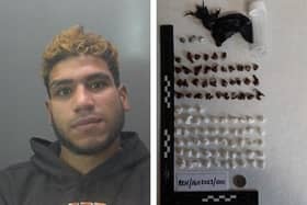 Ahmed Hassan, and right, the drugs police found on his person.
