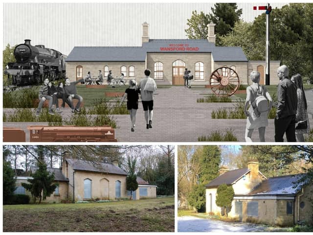 Top, this image shows how the Wansford Road train station will appear once rebuilt at the Railworld Wildlife Haven in Peterborough. Below, the station before it is taken done.