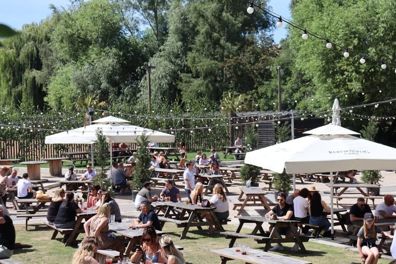 The  beer garden at Charters, by Town Bridge