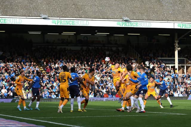 Lloyd Jones heads into his own net to give Posh a 1-0 win over Cambridge United in October. Photo: Joe Dent/theposh.com.