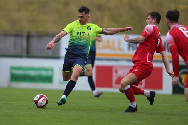 Ben Fowkes (left) scored for Sports against Barnsley. Photo: Darren Wiles.