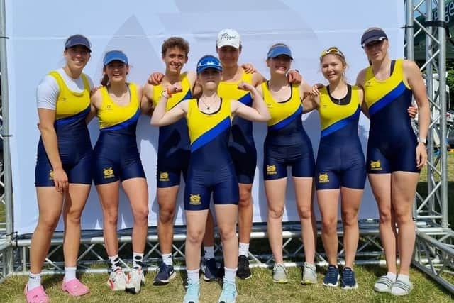 The Peterborough rowers are pictured at the regatta.