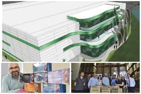 The image, top, shows how the Supermax Healthcare HQ will appear once completed; managing director Iain Crawford; and staff of Supermax Healthcare at their Fengate premises, below right..