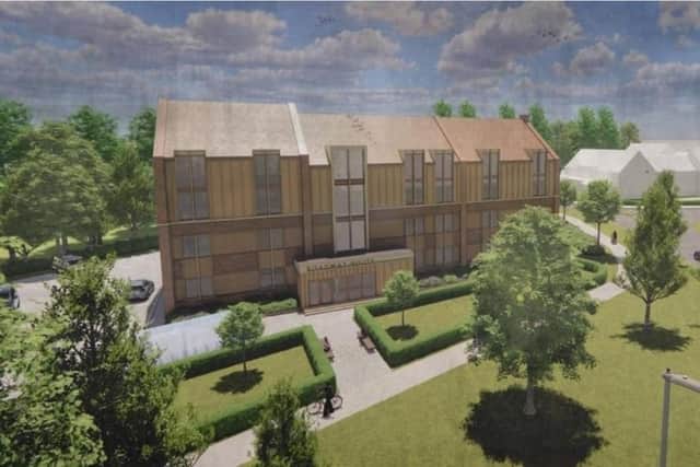 This image shows how the former offices in Bretton Way, Bretton, Peterborough, will look once converted into a range of apartments