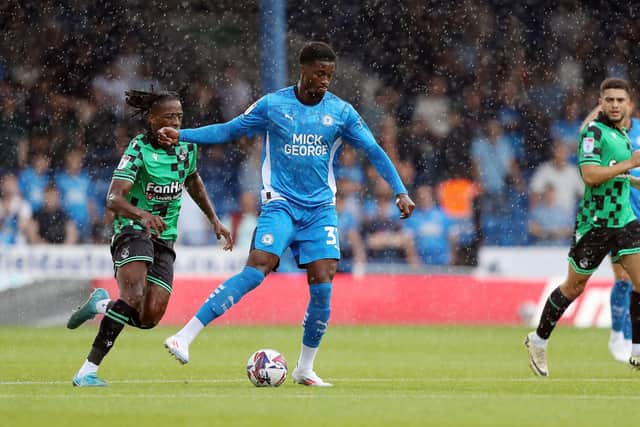 Emmanuel Fernandez in action for Posh. Photo David Lowndes.