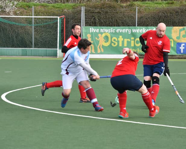 East League action from City of Peterborough 6ths (red) and Spalding 3rds at Bretton Gate. Spalding won 4-0. Photo David Lowndes