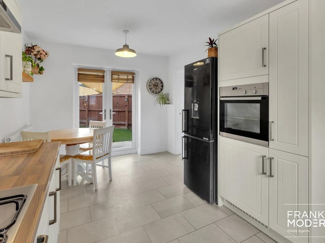 The kitchen and dining room