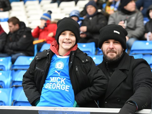 Peterborough United fans take in the win over Shrewsbury Town.
