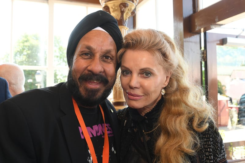 Co-organiser Del Singh with Kristina Wayborn, Octopussy's memorable femme-fatale and Del's schoolboy crush.