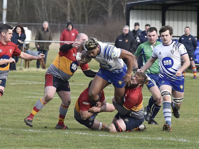 Action from Peterborough Lions (white) v Peterborough RUFC last season. Photo: David Lowndes.