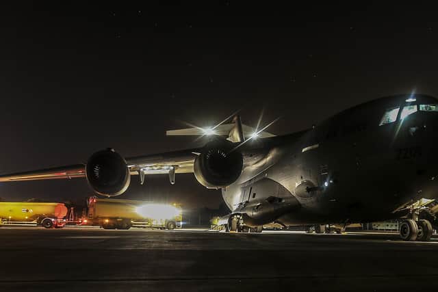 A Royal Air Force C-17 aircraft