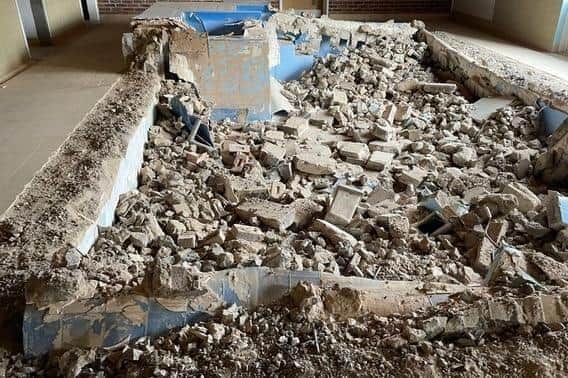 The old pool was filled with rubble last year