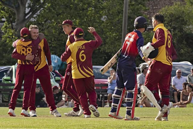 March celebrate a crucial cambs Division One win over neighbours Wisbech. Photo: Pat Ringham.